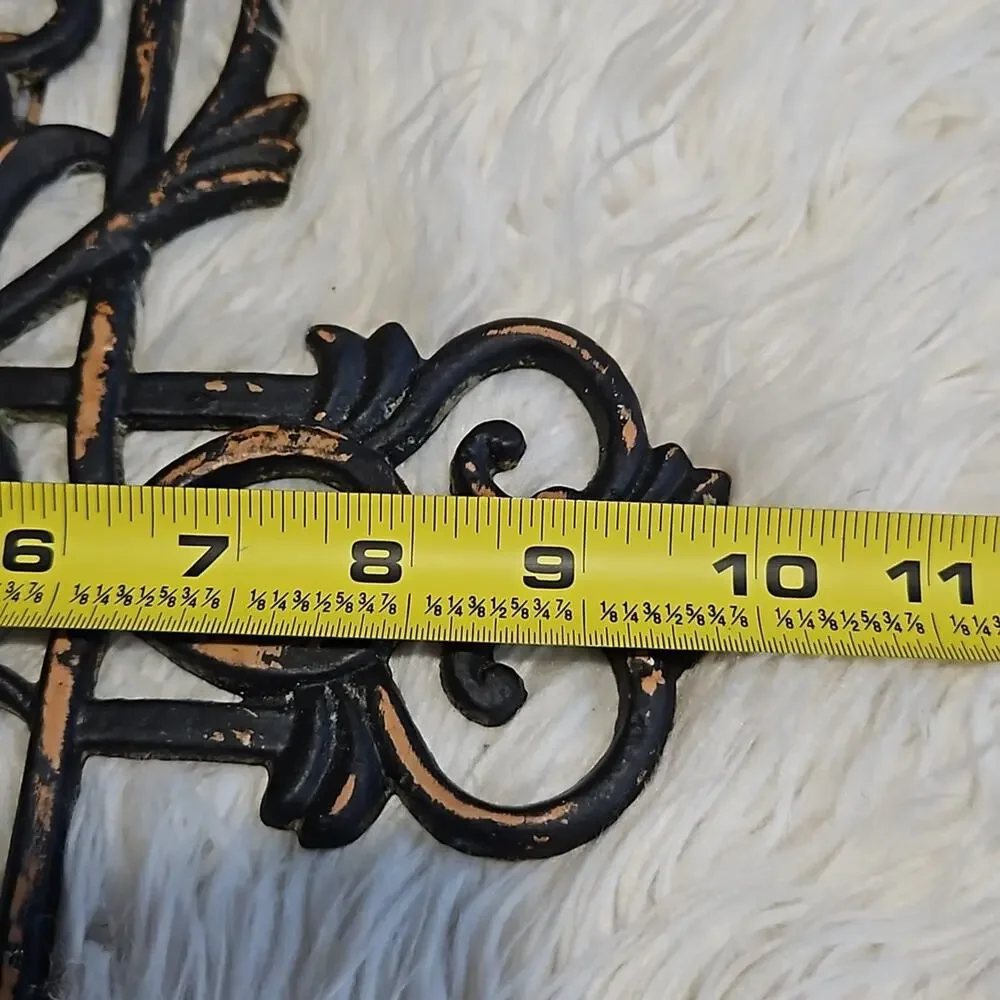 Metal Weathered Wall Cross Candle Holder